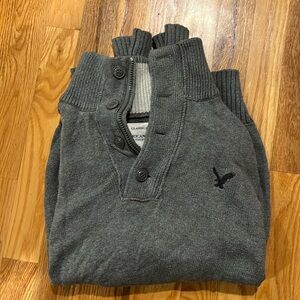 American Eagle 4 button zip Sweater , Grey Small